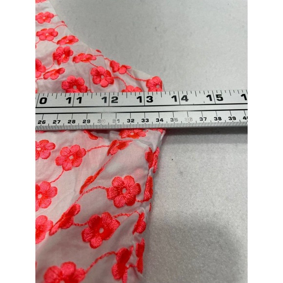 J.CREW Sz 00 Neon Pink Embroidered Floral Racerback Dress Sleeveless Fit & Flare - Picture 8 of 10